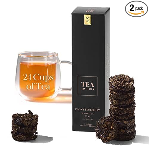 iLOLA 2-pack Loose Leaf Tea Discs Peony Blueberry No. 43 | Oprah’s Favorite Things 2022 | Bai Mudan White Tea w/Blueberry &amp Spring Blossoms | Low Caffeine | No Tea Bag Needed | 13 Individual Discs
