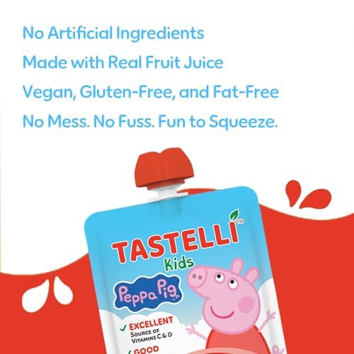 Tastelli Peppa Pig Kids Squeezy Fruit Gel – Apple Flavor – No Artificial Sweeteners or Flavors Made with Real Fruit Juice Fiber-Rich Prebiotic Gut Support Vitamins C &amp D Vegan Gluten-Free - 2