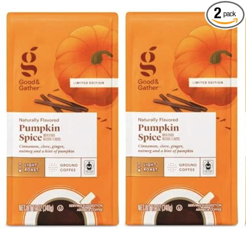 Good and Gather Pumpkin Spice Ground Coffee-Seasonal Limited Edition (Pack of 2 Bags) 12 oz each