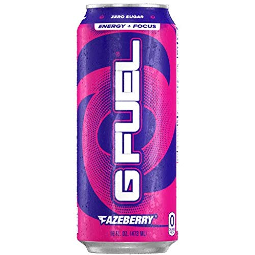 G Fuel Energy Drink Berry Sugar Free Beverage with 300mg Caffeine Daily Energy Boost with Focus Amino Vitamin + Antioxidants 16 oz Cans (FaZeberry 12-Pack)