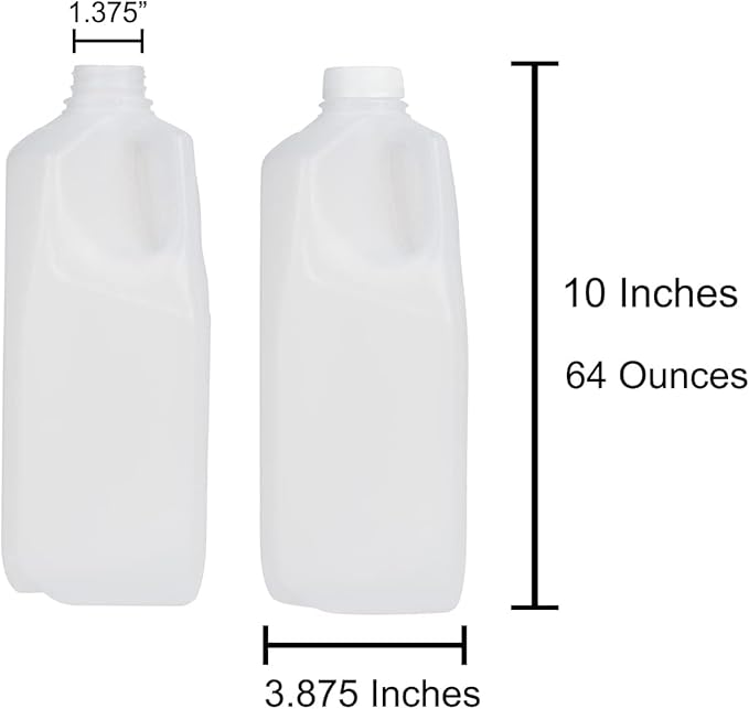 Half Gallon Jugs Bottles (Pack Of 12 x 64 Oz) with Tamper Evident White Screw Caps – Great for Homemade Juices Milk Smoothies Tea and Other Beverages - Food Grade BPA Free
