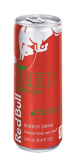 Red Bull Red Edition Energy Drink Watermelon with 80mg Caffeine plus Taurine &amp B Vitamins 8.4 Fl Oz Pack of 12 Cans