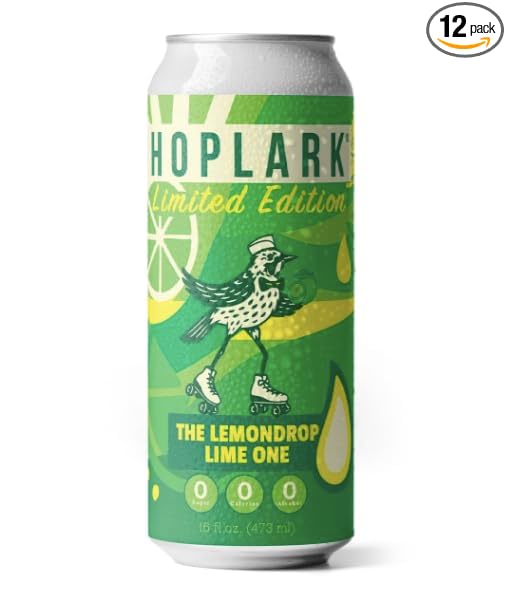 HOPLARK Sparkling HopTea – THE LEMONDROP LIME ONE 16fl oz Tall Cans (Pack of 12) – Unsweetened – Antioxidants – Polypohenols – Zero Calorie – Caffeine Free