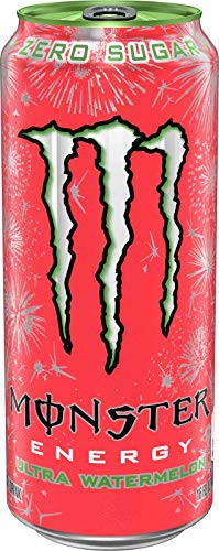 Monster Energy Drink Zero Ultra Variety - Paradise Watermelon Rosa Fiesta 16 ounce (Pack of 16) and Stinger Pomegranate Passionfruit Chews