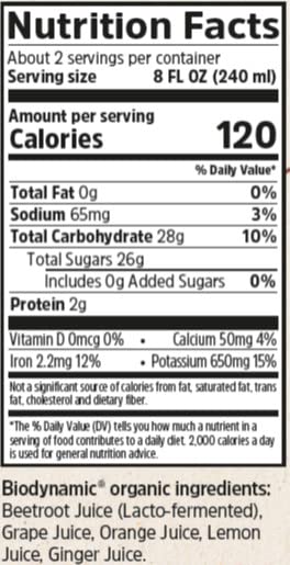Biotta Organic Beet Ginger Juice - 100% Vegetable Juice for Energy Immunity &amp Wellness - Excellent Source of Nutrients - All Natural Non-GMO Gluten-Free (16.9 Fl Oz Pack of 6)
