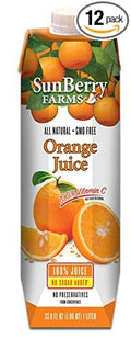 Sunberry Farms Orange Juice 100% 33.8 fl oz. (12 count)