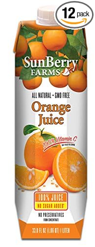 Sunberry Farms Orange Juice 100% 33.8 fl oz. (12 count)