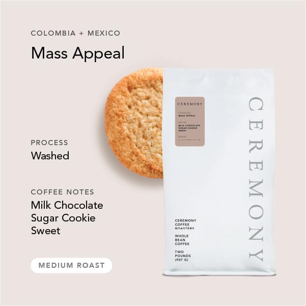 Ceremony Coffee Roasters - Mass Appeal House Espresso Blend - Specialty Whole Bean or Ground Coffee- 2lb Bag (French Press - Coarse Grind)