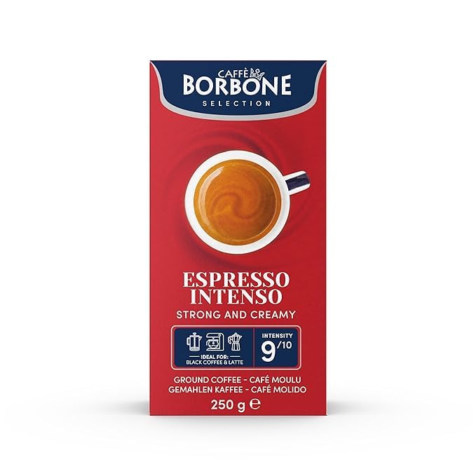 Caffè Borbone Ground Coffee Espresso Intenso Medium Roast Premium Robusta Blend Genuine Italian Espresso 8.8 Ounce