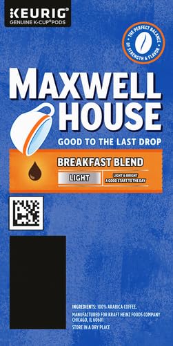 Maxwell House Breakfast Blend Light Roast K-Cup® Coffee Pods. Box(Pack of 48)