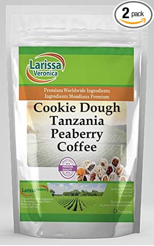 Cookie Dough Tanzania Peaberry Coffee (Gourmet Naturally Flavored Whole Coffee Beans) (16 oz ZIN: 550377) - 2 Pack