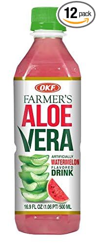 OKF Aloe Vera Drink in 16.9 Ounce Bottles (Watermelon 12 Pack)