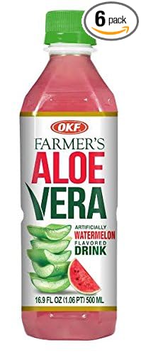 OKF Aloe Vera Drink in 16.9 Ounce Bottles (Watermelon 6 Pack)