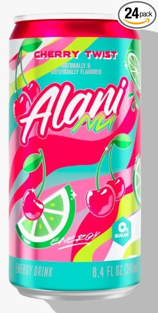 Alani Cherry Twist Mini Energy Drinks Sugar free Low Calorie Energy Drinks 8.4 Fl Oz Cans (Pack of 24)