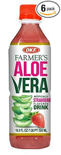 OKF Aloe Vera Drink in 16.9 Ounce Bottles (Strawberry 6 Pack)