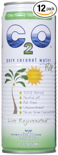 C2O Unsweetened Coconut Water with Pulp 17.5 Ounce (Pack of 12) by C2O