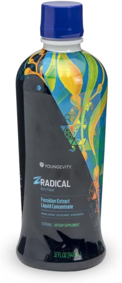 Youngevity ZRadical™ Fucoidan - Organic Maritech Fucoidan Extract &amp Cofactors (Vitamin C B12 B6 Dragonfruit Wolfberry Milk Thistle) - Immune Support - Super Antioxidant 32 Fl Oz (Pack of 1)