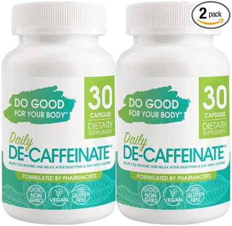 Daily De-Caffeinate for Coffee Lovers – Rutaecarpine Supplement for Relaxation After Caffeine – Non-Melatonin Non-Addictive Evening Formula 30 Capsules (Pack of 2)