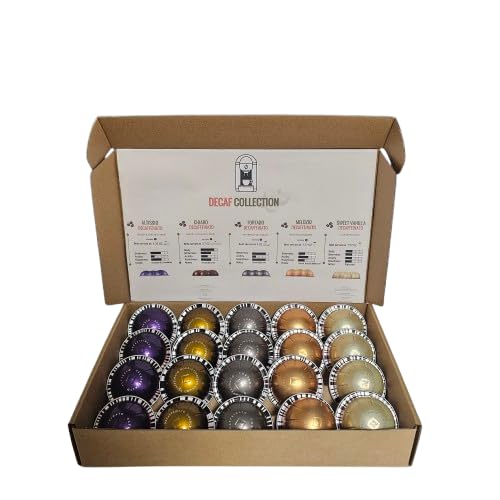 Variety Discovery Sampler decaffeinated capsule coffee Pack : 20 Coffee Capsules/Pods (Espresso/Double Espresso/Gran Lungo/Mug 5 Flavors 4 Each)