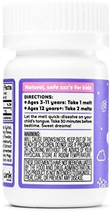 Wink Well Kids Chewable Melts- Kids Sleep Aid Chews with Melatonin 1mg- Quick Deep Toddler Sleep Aid Drug-Free-Fast Non-Habit-Forming Dissolve Tablets- 30 Melts (Pack of 2)