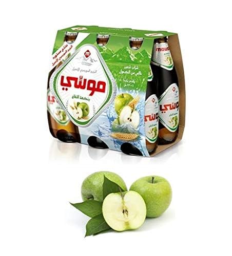 Moussy Apple Malt Beverage Non Alcoholic Drink - Pack of 12 Glass Bottles 330ML - موسي شراب شعير بنكهة التفاح