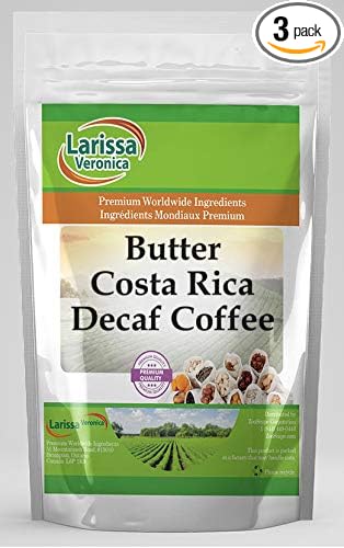 Butter Costa Rica Decaf Coffee (Gourmet Naturally Flavored Whole Coffee Beans) (4 oz ZIN: 547980) - 3 Pack