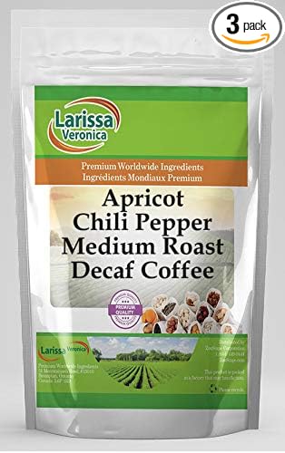 Apricot Chili Pepper Medium Roast Decaf Coffee (Gourmet Naturally Flavored Whole Coffee Beans) (16 oz ZIN: 570374) - 3 Pack