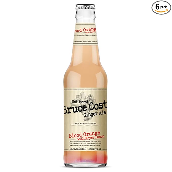 Bruce Cost Ginger Ale - Blood Orange with Meyer Lemon - 12 Fl Oz (Pack of 6 Glass Bottles)