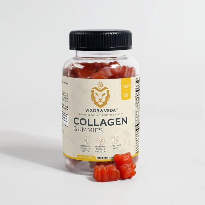 Vigor &amp Veda™ Collagen Gummies – Hair Skin &amp Joint Health – 60 Gummies