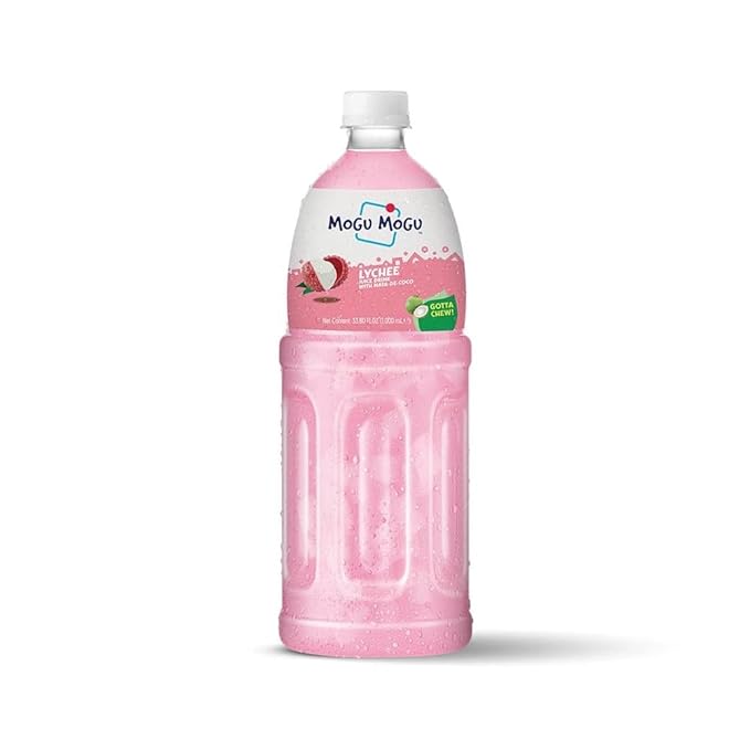 Mogu Mogu Lychee Juice with 25% Nata De Coco 33.8 Fl Oz (Pack of 12)