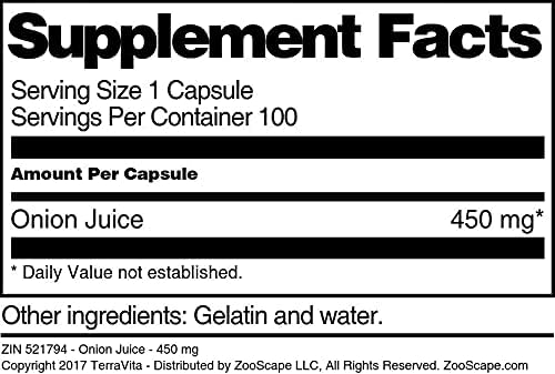 Onion Juice - 450 mg (100 Capsules ZIN: 521794)