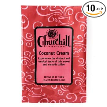 Churchill Coffee Coconut Cream 10 Portioned Packs -1.5 oz each - Ground - Flavored Coffee
