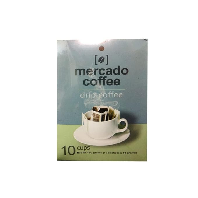 Mercado Drip Coffee – Premium Ground Coffee Single-Serve Brew Bags 10 Sachet Pack Dark Roast Authentic Filipino Blend