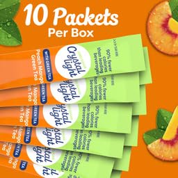 Crystal Light On The Go Peach Mango Green Tea Drink Mix 10-Packet Box (Pack of 8)