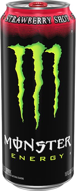 Monster Energy Strawberry Shot Green Original Energy Drink 16 Ounce (Pack of 15)