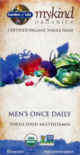Garden of Life Once Daily Whole Food Multivitamin for Men Organic Mens Vitamins &amp Minerals Vitamin C Zinc Vegan for Health &amp Well-Being 60 Tablets (Pack of 6)
