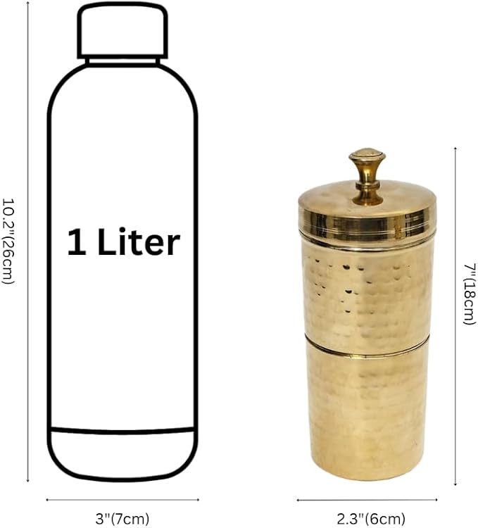 NATRIEL Traditional Brass Filter Coffee Maker Brass South Indian Drip Sytle Decoction Liquid Maker Coffee Filter Vessel Utensil Kumbakonam Degree Coffee Filter For Home (Option-01)