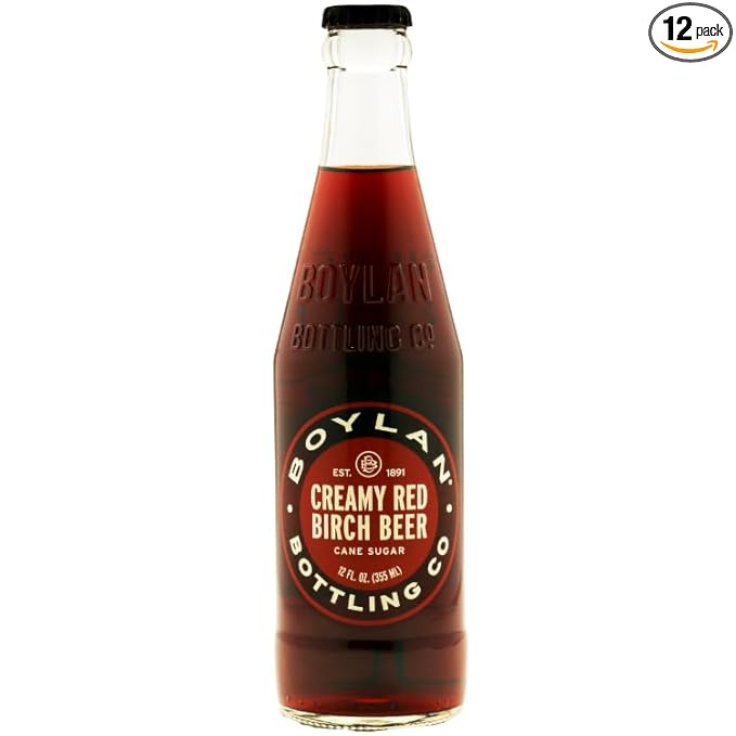 Boylan Bottling Craft Cane Sugar Soda - Creamy Red Birch Beer 12oz Glass Bottle (12 Pack Creamy Red Birch Beer)
