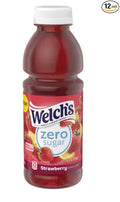 Welch's Zero Sugar Strawberry Flavored Juice Drink 16 Floz (Pack of 12).