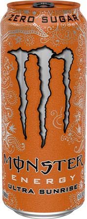 Monster Energy Drink Zero Ultra Variety - Paradise Violet Sunrise Red 16 ounce (Pack of 16) and Stinger Chews (Assorted)