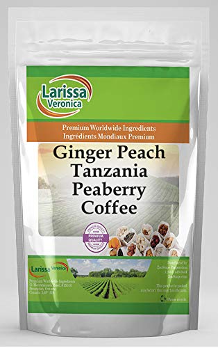 Ginger Peach Tanzania Peaberry Coffee (Gourmet Naturally Flavored Whole Coffee Beans) (16 oz ZIN: 552041)