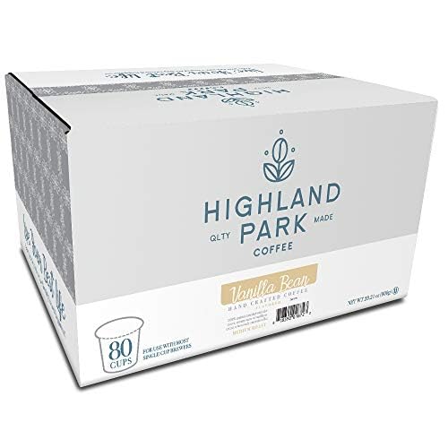 Highland Park Coffee Single Serve Pods Compatible with Keurig K Cup Brewers Vanilla Bean 80 Count