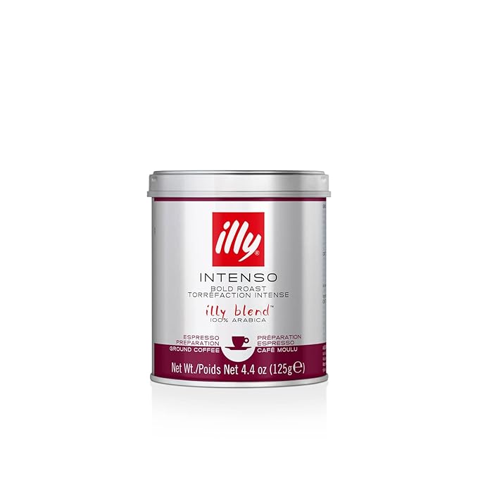 illy Intenso Espresso Ground Coffee Dark Roast Robust and Full Flavored With Notes of Deep Cocoa All-Natural No Preservatives 4.4oz (Pack of 3)