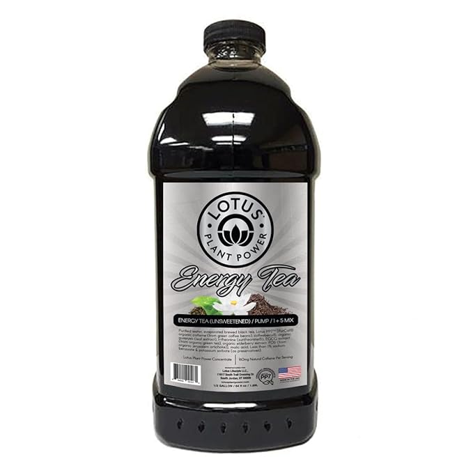 Lotus Energy Tea (unsweetened) | Zero Sugar | 1:5 | Natural Caffeine from Green Coffee Bean | Brewed Black Tea Concentrate