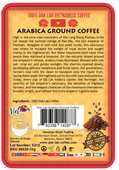100% Dak Lak Vietnamese Coffee (Arabica Ground 1 Kilo Bag)
