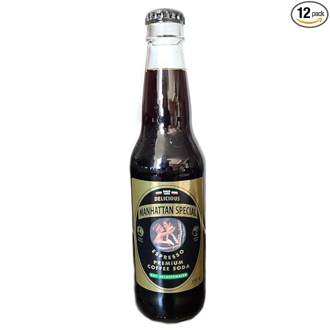 Manhattan Special Premium Soda Variety Classic Glass Bottles Italian-Style Craft Beverage 12 fl oz Each (12-Count) (12 Espresso Soda – Diet Decaffeinated)
