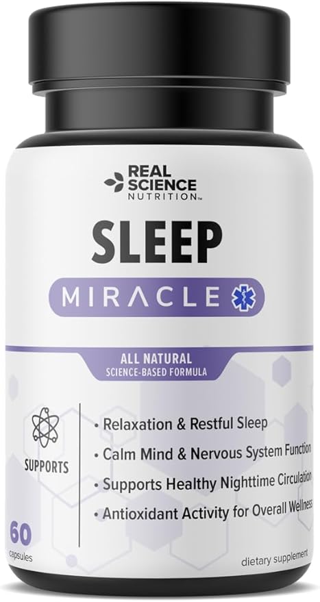 Sleep Miracle Natural Sleep Support &amp Relaxation Supplement for Adults with Vitamins C D K B6 B12 &amp Nitric Oxide Formula Deep Rest Stress Relief &amp Circulation Aid
