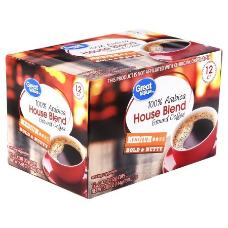 Great Value House Blend Ground Coffee Single Serve Cups Medium Roast 5.08 oz 12 Count - (PACK OF 3)