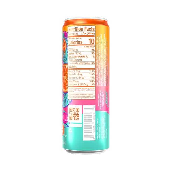 Alani Nu ORANGE KISS Ice Sugar Free Low Calorie Energy Drinks | 200mg Caffeine | Antioxidants | Biotin B Vitamins | Zero Sugar | 15 Calories or Less | 12 Oz Cans | 24 Count