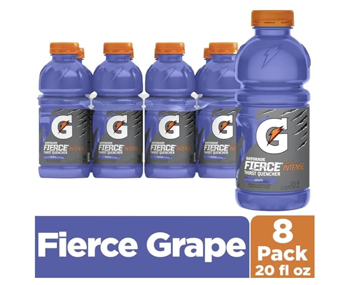 Gatoraide Fierce Grape Sports Drink Thirst Quencher – 20 fl oz Bottles (Pack of 8) – Electrolyte Hydration for Workout Recovery Replenishment Beverage for Athletes and Active Lifestyles